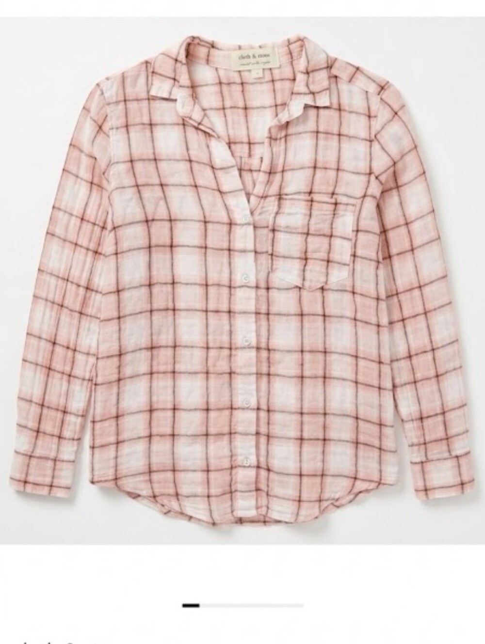 CLOTH & STONE Anthropologie Pink Plaid Tencel Button Down Shirt Size S